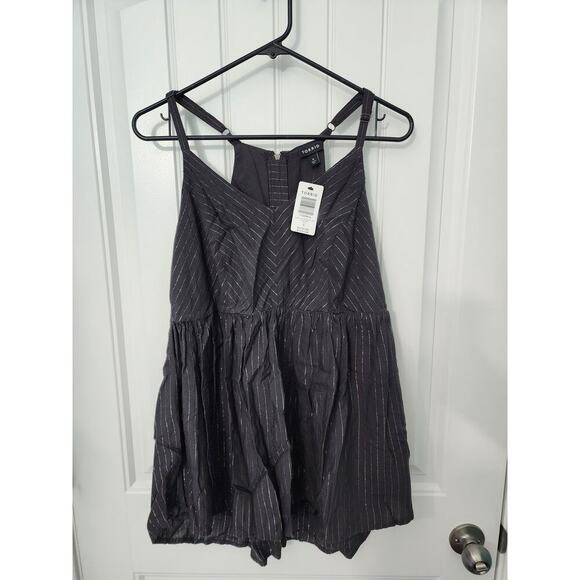 NEW! Torrid Metallic Pinstripe Challlis Babydoll Top, NWT, Plus Size 0 - Picture 3 of 5